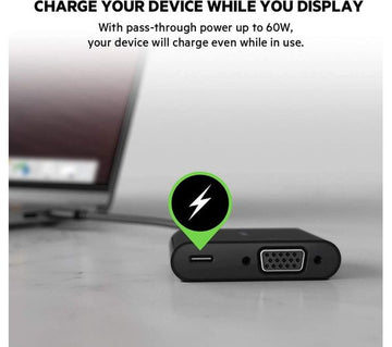 Belkin USB-C to VGA Adapter + Charge (Supports HD 1080p Video Resolution, 60W Passthrough Power for Connected Devices) MacBook Pro VGA Adapter